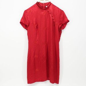 Vintage 90's Rampage Red Rose Cheongsam Style Dress